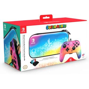 PDP Switch Rematch Wired Controller - & Travel Case Bundle - Star Spectrum PDP Switch Rematch Wired Controller - & Travel Case Bundle - Star Spectrum
