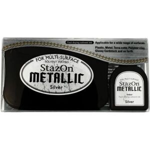 Tsukineko Silver - StazOn Metallic Ink Pad - Ink Pad Tsukineko Silver - StazOn Metallic Ink Pad - Ink Pad