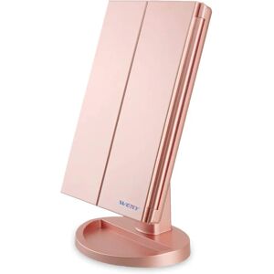 WEILY Roze Goud Make-up Spiegel - 180° Draaiend met LED-verlichting - Make-up Accessoire WEILY Roze Goud Make-up Spiegel - 180° Draaiend met LED-verlichting - Make-up Accessoire