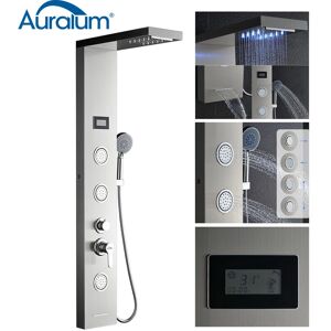 Columna de ducha Auralum - LED, Pantalla de temperatura, 5 salidas - Diseño moderno Columna de ducha Auralum - LED, Pantalla de temperatura, 5 salidas - Diseño moderno