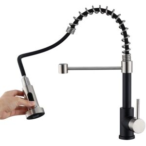 Grifo de Cocina Auralum con Ducha Extraíble - Giratorio 360° en Acero Inoxidable Negro Grifo de Cocina Auralum con Ducha Extraíble - Giratorio 360° en Acero Inoxidable Negro