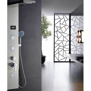 AURALUM Columna de Ducha Inox - 5 Funciones, Luces LED AURALUM Columna de Ducha Inox - 5 Funciones, Luces LED