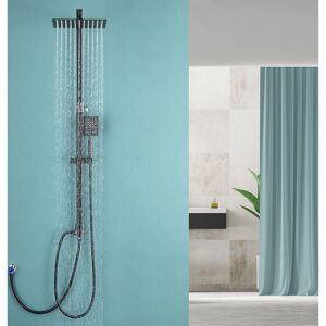 Columna de Ducha Negra Auralum - Cabezal Cuadrado Ajustable - Baño Columna de Ducha Negra Auralum - Cabezal Cuadrado Ajustable - Baño