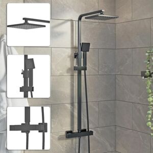 Buyaparcel Matte Black Square Twin Head Shower Set - Shower Type Buyaparcel Matte Black Square Twin Head Shower Set - Shower Type