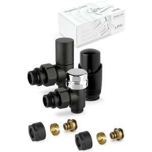 Kit de Válvula Termostática de Ángulo Negro - Accesorios para Radiadores Kit de Válvula Termostática de Ángulo Negro - Accesorios para Radiadores