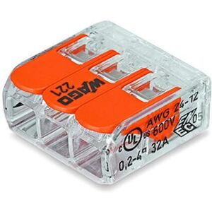 Bloco de terminais Wago 221-413 - Laranja, Transparente Bloco de terminais Wago 221-413 - Laranja, Transparente