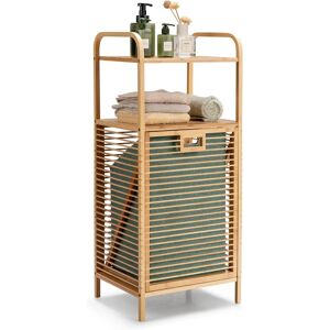 Costway Bamboo Laundry Basket with Inclining & Removable Bin - 2 Shelves Costway Bamboo Laundry Basket with Inclining & Removable Bin - 2 Shelves