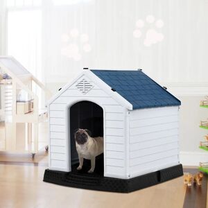 COSTWAY Cuccia per Cani da Esterno Impermeabile - White/Blue - 87.7x78.5x81.5 cm - PP Casa per cani COSTWAY Cuccia per Cani da Esterno Impermeabile - White/Blue - 87.7x78.5x81.5 cm - PP Casa per cani