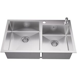Fregadero de Cocina Doble de Acero Inoxidable - 75x45cm Fregadero de Cocina Doble de Acero Inoxidable - 75x45cm