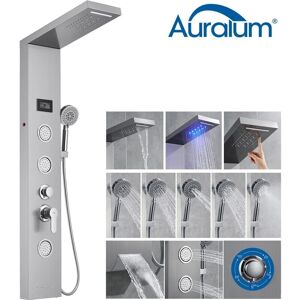 Panel de ducha de acero inoxidable AURALUM con 5 funciones y luces LED Panel de ducha de acero inoxidable AURALUM con 5 funciones y luces LED