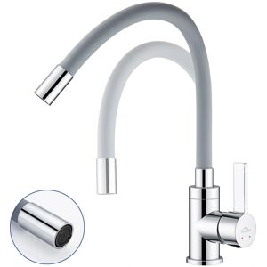 Grifo de Cocina Flexible Gris Auralum - Giratorio 360°, Mezclador Monomando, Aireador Extraíble Grifo de Cocina Flexible Gris Auralum - Giratorio 360°, Mezclador Monomando, Aireador Extraíble