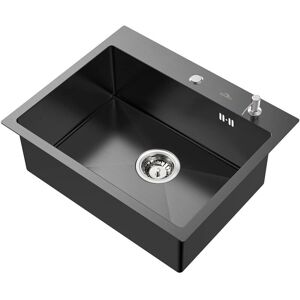 AURALUM - 55x45cm Edelstahl Küchenspüle mit Spender - Ein Becken AURALUM - 55x45cm Edelstahl Küchenspüle mit Spender - Ein Becken