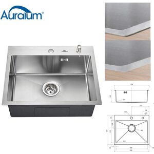 AURALUM 55x45cm Edelstahl Küchenspüle mit Seifenspender - Aufsatzspüle AURALUM 55x45cm Edelstahl Küchenspüle mit Seifenspender - Aufsatzspüle