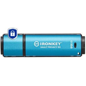 Kingston IronKey Vault Privacy 50 USB - 512GB, Cifrado AES-256, Negro y Azul Kingston IronKey Vault Privacy 50 USB - 512GB, Cifrado AES-256, Negro y Azul