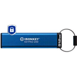 Kingston Technology IronKey Keypad 200 USB-Stick - 512GB, Blau, USB 3.2 Kingston Technology IronKey Keypad 200 USB-Stick - 512GB, Blau, USB 3.2