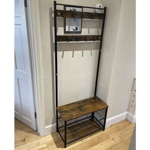 Elkoza 3 Tier Hall Tree Hat And Coat Stand Hallway Shoe Rack Bench With Shelves Hooks - Coat Rack Elkoza 3 Tier Hall Tree Hat And Coat Stand Hallway Shoe Rack Bench With Shelves Hooks - Coat Rack