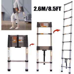 Autofather Stainless Steel 8.5ft Telescopic Ladder - Heavy Duty, 150kg Load Autofather Stainless Steel 8.5ft Telescopic Ladder - Heavy Duty, 150kg Load