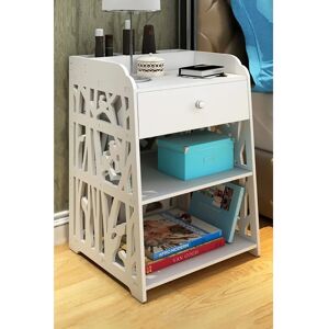 Living and Home - Bird Pattern - White - Drawer - Side Table Living and Home - Bird Pattern - White - Drawer - Side Table