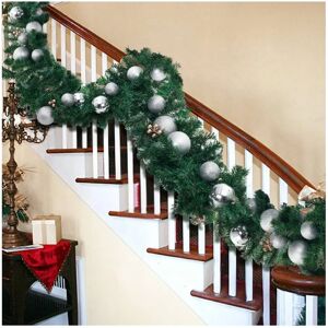 Living and Home 2.7m Christmas Garland Artificial Green Pine Needles Gold Berries Silver Ornaments Living and Home 2.7m Christmas Garland Artificial Green Pine Needles Gold Berries Silver Ornaments