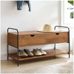 Livingandhome - Modern 2-Drawer - Walnut - Shoe rack Livingandhome - Modern 2-Drawer - Walnut - Shoe rack