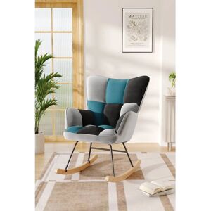 Living and Home - Tufted Rocking Chair - Grey - Armchair Living and Home - Tufted Rocking Chair - Grey - Armchair