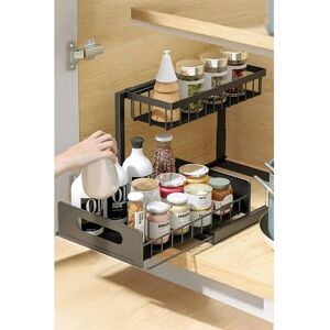 LivingandHome - 2-Tier - Under-sink - Iron Black - Organizer LivingandHome - 2-Tier - Under-sink - Iron Black - Organizer