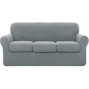 SUBRTEX Hellgrau 3-Sitzer Sofabezug mit Kissen - Sofaüberwurf SUBRTEX Hellgrau 3-Sitzer Sofabezug mit Kissen - Sofaüberwurf