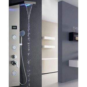 AURALUM Panel de Ducha Multifunción de Acero Inoxidable - Lluvia, Masaje, LED AURALUM Panel de Ducha Multifunción de Acero Inoxidable - Lluvia, Masaje, LED