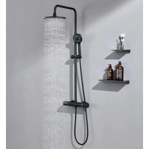 Columna de ducha termostática negra AURALUM - Sistema de ducha multifunción moderno Columna de ducha termostática negra AURALUM - Sistema de ducha multifunción moderno