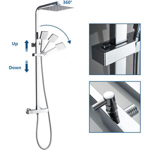 Colonne de Douche AURALUM avec Mélangeur Thermostatique - Laiton, Douche Pluie 24,8cm & Main - Verrouillage de Sécurité - Publicité Colonne de Douche AURALUM avec Mélangeur Thermostatique - Laiton, Douche Pluie 24,8cm & Main - Verrouillage de Sécurité - Publicité