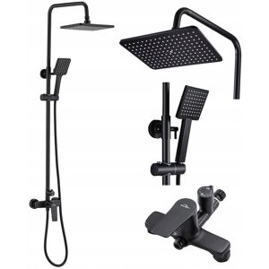 AURALUM Columna de ducha cuadrada - altura ajustable - Set de ducha con lluvia y mano AURALUM Columna de ducha cuadrada - altura ajustable - Set de ducha con lluvia y mano