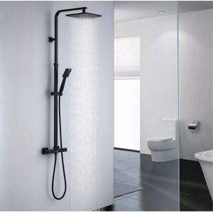 Columna de Ducha Termostática Negra Auralum - Set de Ducha con Cabezal 21,5cm y Mano Columna de Ducha Termostática Negra Auralum - Set de Ducha con Cabezal 21,5cm y Mano