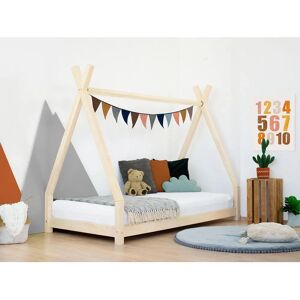 Lit pour enfants en bois en forme de tipi - 120x190cm - Publicité Lit pour enfants en bois en forme de tipi - 120x190cm - Publicité