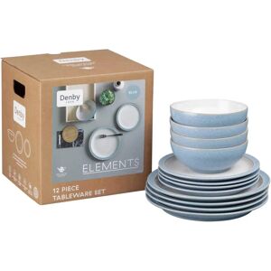Denby Elements 12 Piece Tableware Set - Blue Denby Elements 12 Piece Tableware Set - Blue