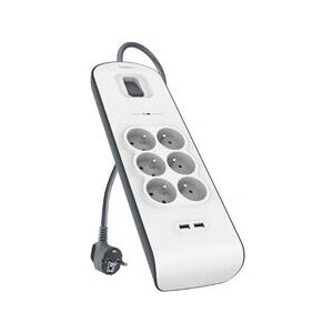 Belkin BSV604CA2M Multiprise blanche - power strip - Publicité Belkin BSV604CA2M Multiprise blanche - power strip - Publicité