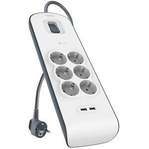 Belkin BSV604VF2M-V2 Überspannungsschutz - 6 Steckdosen, USB, 2m Belkin BSV604VF2M-V2 Überspannungsschutz - 6 Steckdosen, USB, 2m