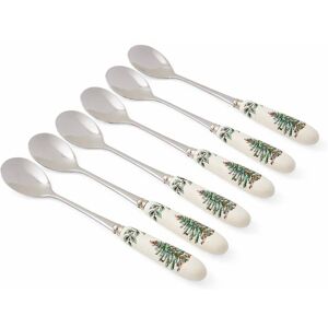 Spode Christmas Tree Set of 6 Porcelain and Steel Teaspoons Spode Christmas Tree Set of 6 Porcelain and Steel Teaspoons