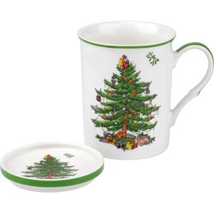 Spode Christmas Tree Mug and Coaster Set - White - Mug and Coaster Set Spode Christmas Tree Mug and Coaster Set - White - Mug and Coaster Set