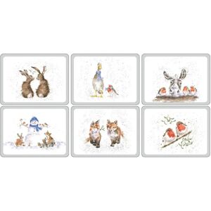 Wrendale Designs Christmas Placemat Set of 6 - White - Placemat Wrendale Designs Christmas Placemat Set of 6 - White - Placemat