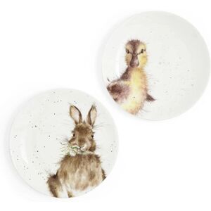 Wrendale Designs Bunny & Duckling Bone China Coupe Plates - Set of 2 Wrendale Designs Bunny & Duckling Bone China Coupe Plates - Set of 2