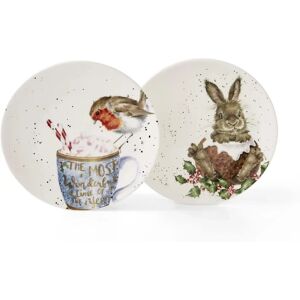 Wrendale Designs Robin Bunny Plates Set 2 - Christmas Wrendale Designs Robin Bunny Plates Set 2 - Christmas