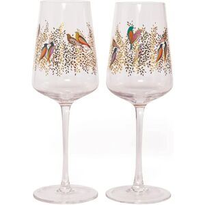 Sara Miller Chelsea Gold Leaves & Birds Wine Glass Set of 2 Sara Miller Chelsea Gold Leaves & Birds Wine Glass Set of 2