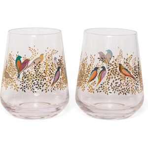 Sara Miller Chelsea Gold Leaves & Birds Glass Tumblers - Set of 2 Sara Miller Chelsea Gold Leaves & Birds Glass Tumblers - Set of 2