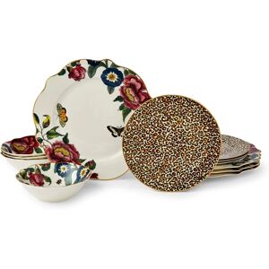 Spode Creatures of Curiosity Fine China 12-Piece Dinner Set - Victorian-Inspired Floral & Leopard Gold Spode Creatures of Curiosity Fine China 12-Piece Dinner Set - Victorian-Inspired Floral & Leopard Gold