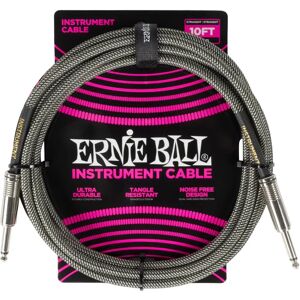 Ernie Ball Silver Instrument Cable - 10ft, Braided, Straight Ernie Ball Silver Instrument Cable - 10ft, Braided, Straight