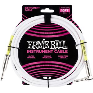 Ernie Ball White Instrument Cable - 3m D-Shape Ernie Ball White Instrument Cable - 3m D-Shape