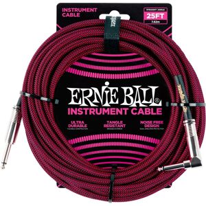 Ernie Ball Høy-kvalitets flettet instrumentkabel - 7,62 m - Svart & Rød Ernie Ball Høy-kvalitets flettet instrumentkabel - 7,62 m - Svart & Rød