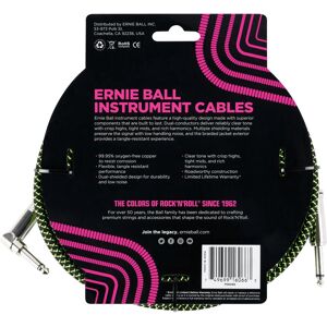Ernie Ball - Model 6066 - Braided Instrument Cable - 7.5m - Black/Green - Instrument Cable Ernie Ball - Model 6066 - Braided Instrument Cable - 7.5m - Black/Green - Instrument Cable