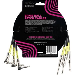 Ernie Ball Black 0.46m Patch Cable - Audio Patch Cord 3-Pack Ernie Ball Black 0.46m Patch Cable - Audio Patch Cord 3-Pack
