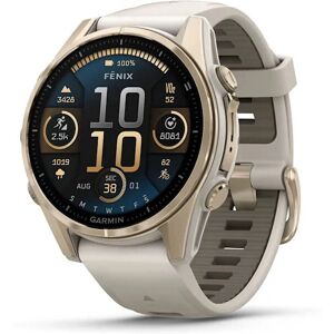 Garmin fenix® 8 - 43mm AMOLED Oro Morbido Grigio Nebuloso/sabbia scura cinturino in silicone Garmin fenix® 8 - 43mm AMOLED Oro Morbido Grigio Nebuloso/sabbia scura cinturino in silicone